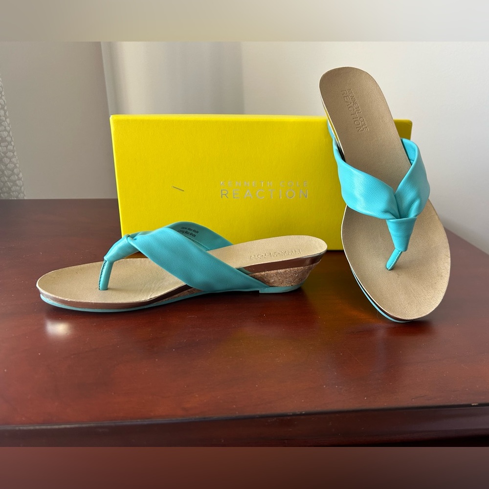 Turquoise Kenneth Cole slides